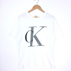 Zeldzame!!! De beroemde CALVIN KLEIN JEANS Ck groot Logo Tshirt White kleur groot formaat