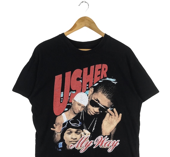 Usher My Way Tシャツ XLサイズ ビンテージ American Singer Songwriter!!! the Famous USHER MY WAY Album T