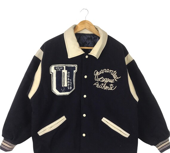 kearney house☆羊革☆ leather stadium jacket Varsity!!! Vintage 1978 KEARNEY HOUSE US Champs Varsity