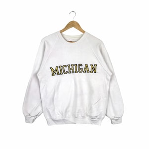 State in United States!!! Vintage MICHIGAN CREWNECK SWEATSHIRT White Colour Large Size