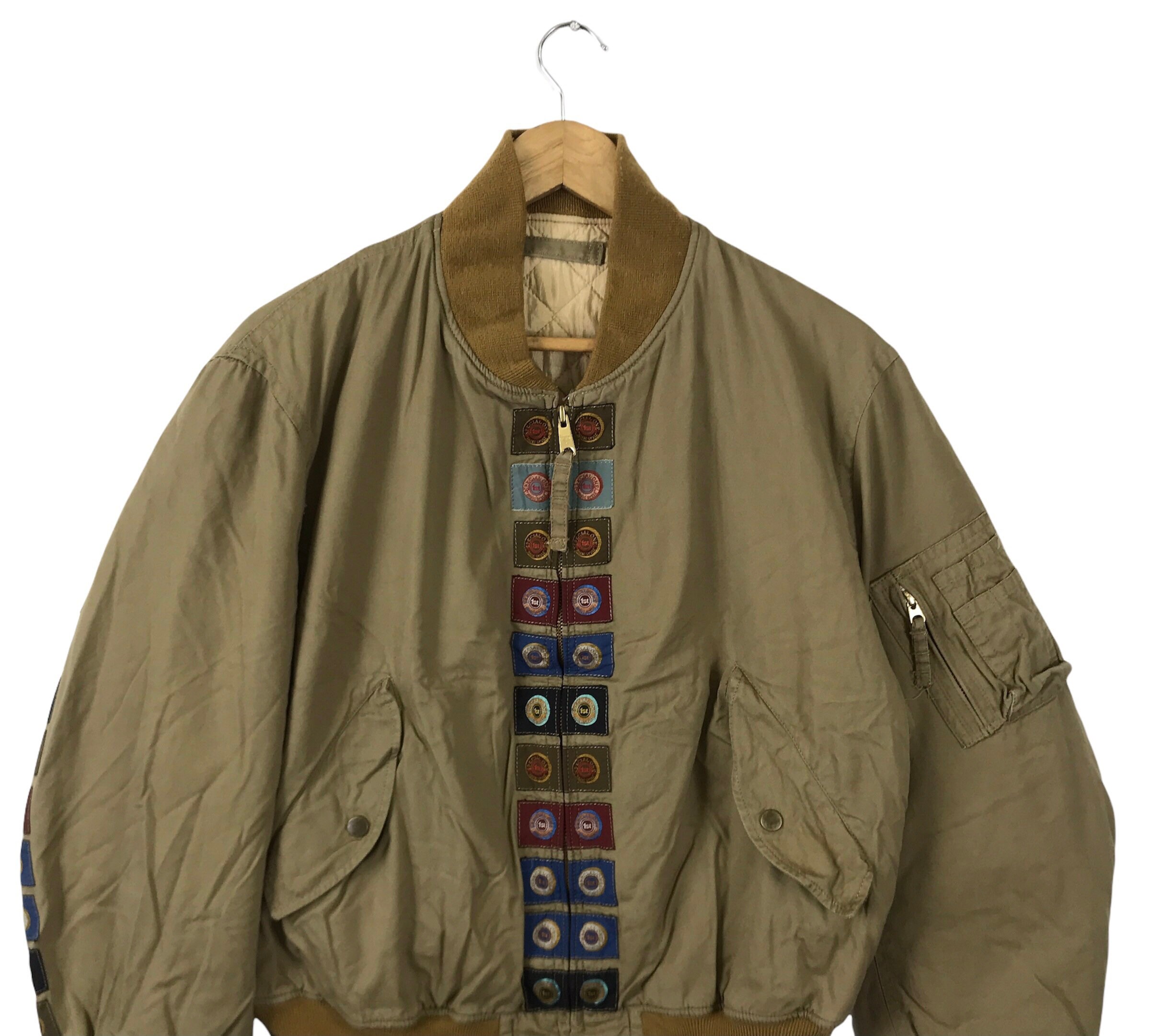 専用 Karl Helmut / over blouson jacket L Vintage Karl Helmut Patchwork Bombers Jackets Size Large L