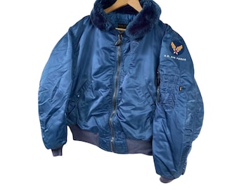 ¡Por Jeff Clyman! Chaqueta bomber vintage AVIREX LTD AIR Force Type MA-1 de los años 90, fabricada en EE. UU., con cremallera, talla grande.