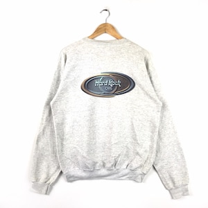 Hard Rock International !!! The Famous Vintage HARD ROCK CAFE Hollywood Crewneck Sweatshirt Grey Colour Medium Size