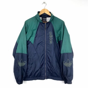 Selten!!! Vintage ADIDAS TREFOIL CLASSIC leichte Jacke Windbreaker Made in Taiwan mittlerer Größe