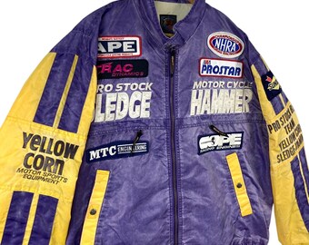 Racing Jacket!!! Vintage YELLOW CORN MOTOR Sports Equipment Pro