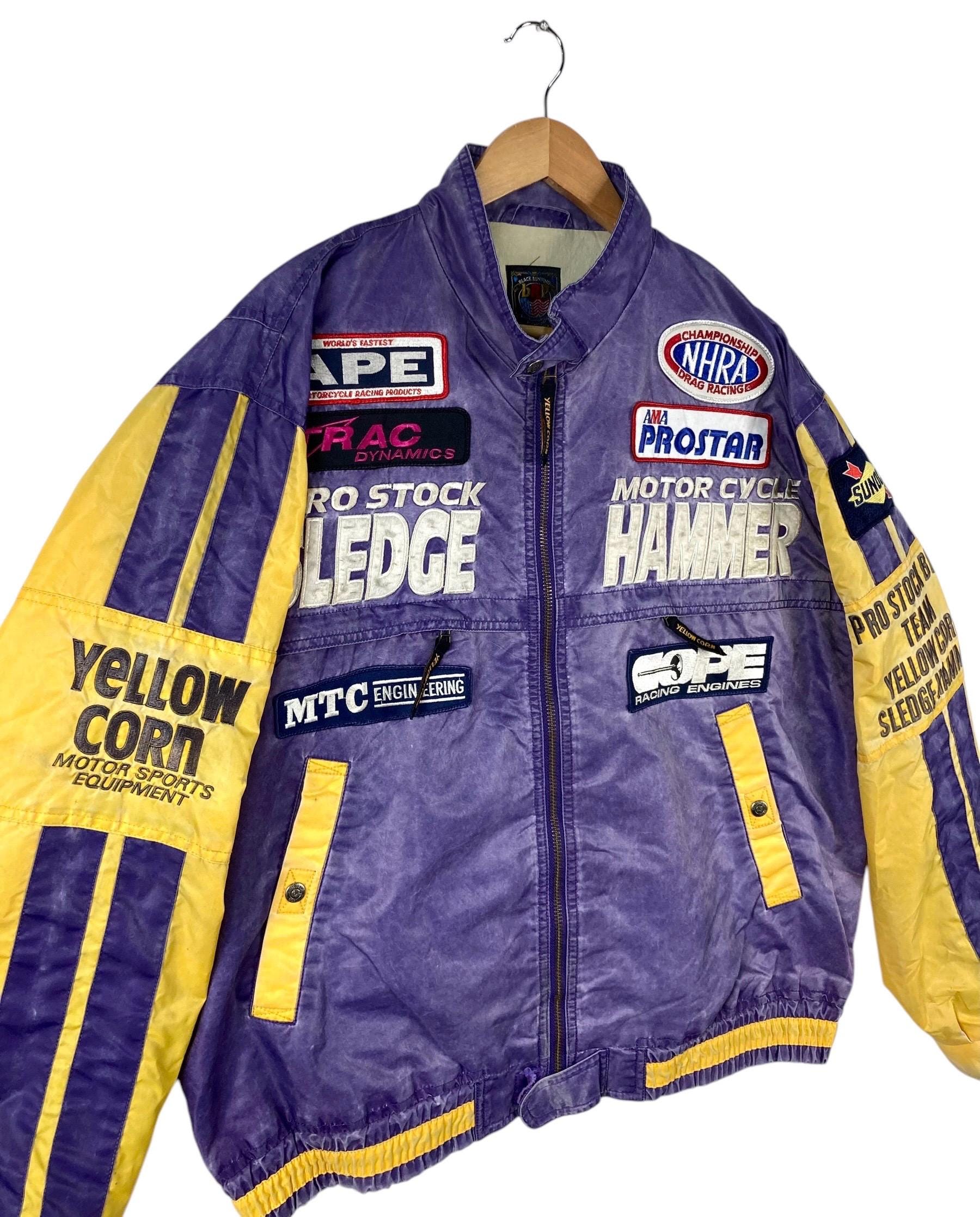 Racing Jacket!!! Vintage YELLOW CORN MOTOR Sports Equipment Pro