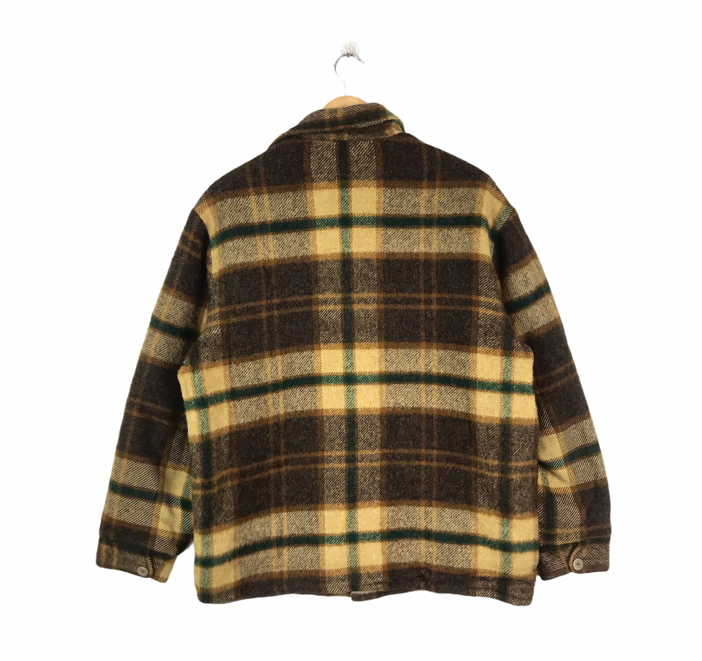 100 Pure Wool Vintage AMERICAN CLOTHING WOOLRICH Check Buffalo Stag