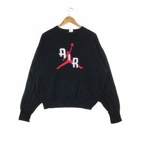 Sportswear!!! Vintage NIKE AIR JORDAN Jumpman Big Logo Crewneck Sweatshirt Black Colour Extra Large Size