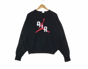 Sportbekleidung!!! Vintage NIKE AIR JORDAN Jumpman Big Logo Crewneck Sweatshirt Schwarze Farbe Extra große Größe