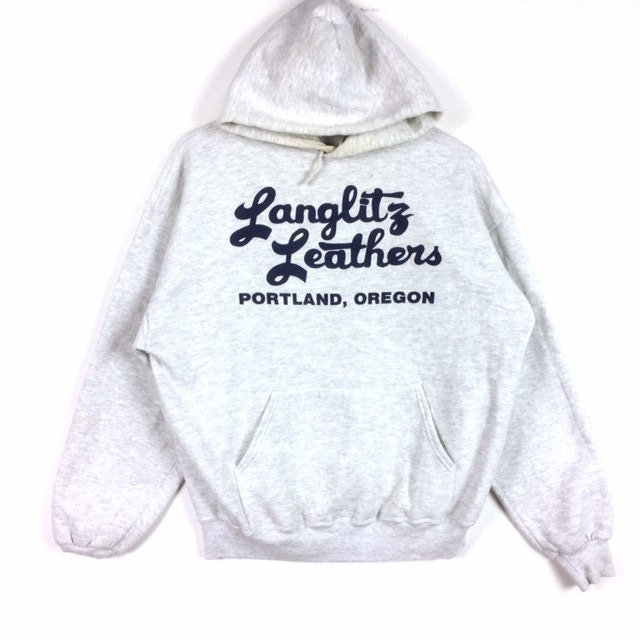 Langlitz, Rare!!! The Famous LANGLITZ LEATHERS PORTLAND Oregon Hoodie Sweatshirt Made In Usa Large Size