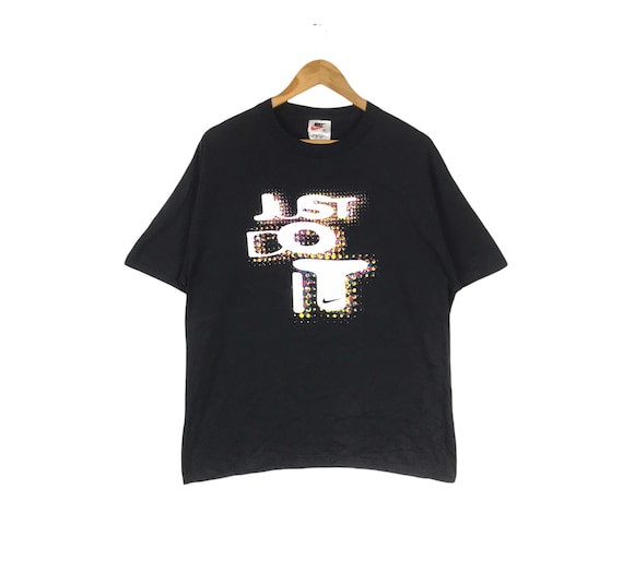 Rare!!! Vintage NIKE JUST DO It Big Logo T-shirt Dark Black Rare!!! Vintage NIKE JUST DO It Big Logo T-shirt Dark Black