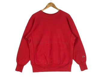 1990s Champion Blank Red Reverse Weave Sweatshirt Made in 1990s Champion Blank Red Reverse Weave Sweatshirt Made in