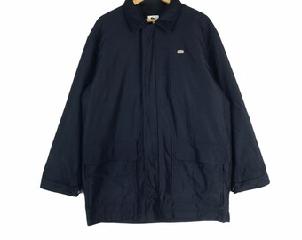 Rare!!! Vintage LACOSTE SMALL LOGO Two Pocket Plain Coat Jacket Size 5 Dark Blue Colour