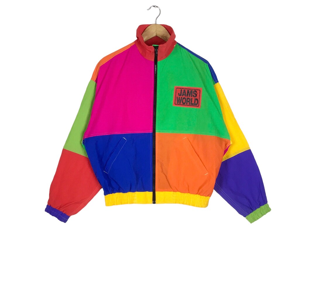 Surfer Vintage JAMS WORLD HONOLULU Hawaii Color Block Multicolor Light