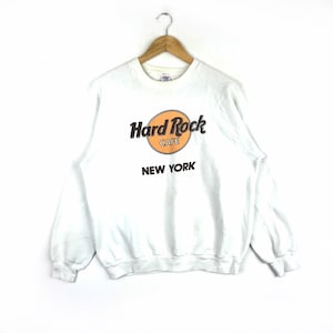Hard Rock International !!! The Famous Vintage HARD ROCK CAFE New York Crewneck Sweatshirt White Colour Large Size