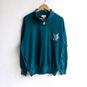 Selten!!! Vintage TRUSSARDI HALF ZIPPER Sweatshirt Grüne Farbe Double Large Size