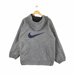 Selten!!! Vintage NIKE SWOOSH SPORTSWEAR Großes Logo Fleece Reißverschluss Hoodie Pullover Große Größe