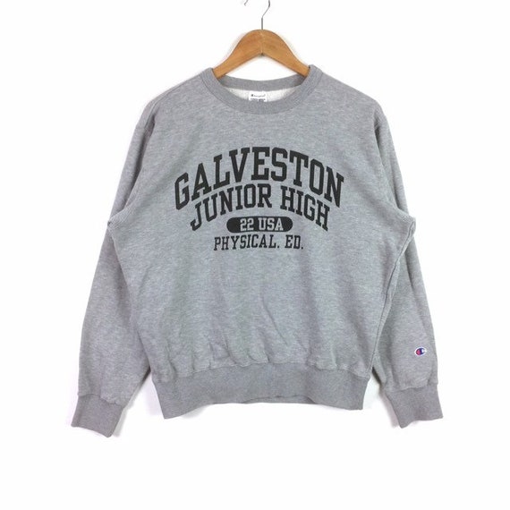 Selten Vintage CHAMPION USA GALVESTON Junior High Crewneck Sweatshirt grau Farbe groBe GroBe Etsy