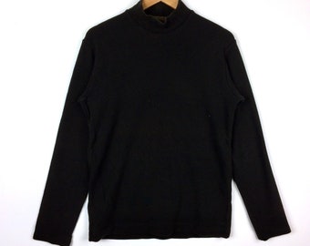 Rare!!! Vintage Y'S YOHJI YAMAMOTO X Y's For Men Made in Japan Turtle Neck Plain Black Colour Medium Size