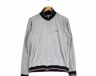 ¡Excepcional! Suéter de polar vintage informal de la marca HOOLIGAN FRED PERRY Jaspo All English, con cremallera completa, talla grande.