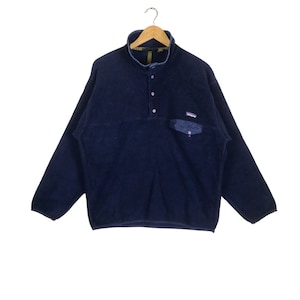 Warm And Durable!!! Vintage 90s PATAGONIA SYNCHILLA OUTDOOR Clothing Half Snap Button Fleece Jumper Large Size