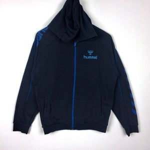 Rare!!! Vintage HUMMEL INTERNATIONAL SPORTSWEAR Hoodie Sweatshirt Dark Blue Colour O Size