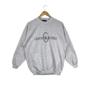 Rare!!! The Famous Vintage Italian Designer GIANNI VALENTINO ITALY Gv Logo Crewneck Sweatshirt Large Size