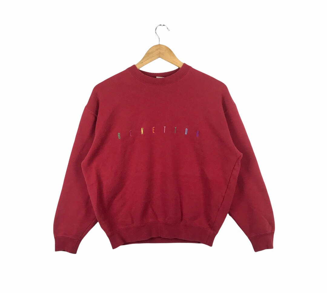 Zeldzaam Vintage UNITED COLORS Of BENETTON Multicolour Logo Crewneck Sweatshirt Rood Kleur Made In Italy Small Size Etsy Nederland
