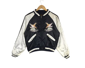 Souvenir Jacket!!! Vintage SUKAJAN EAGLE DRAGON Artwork