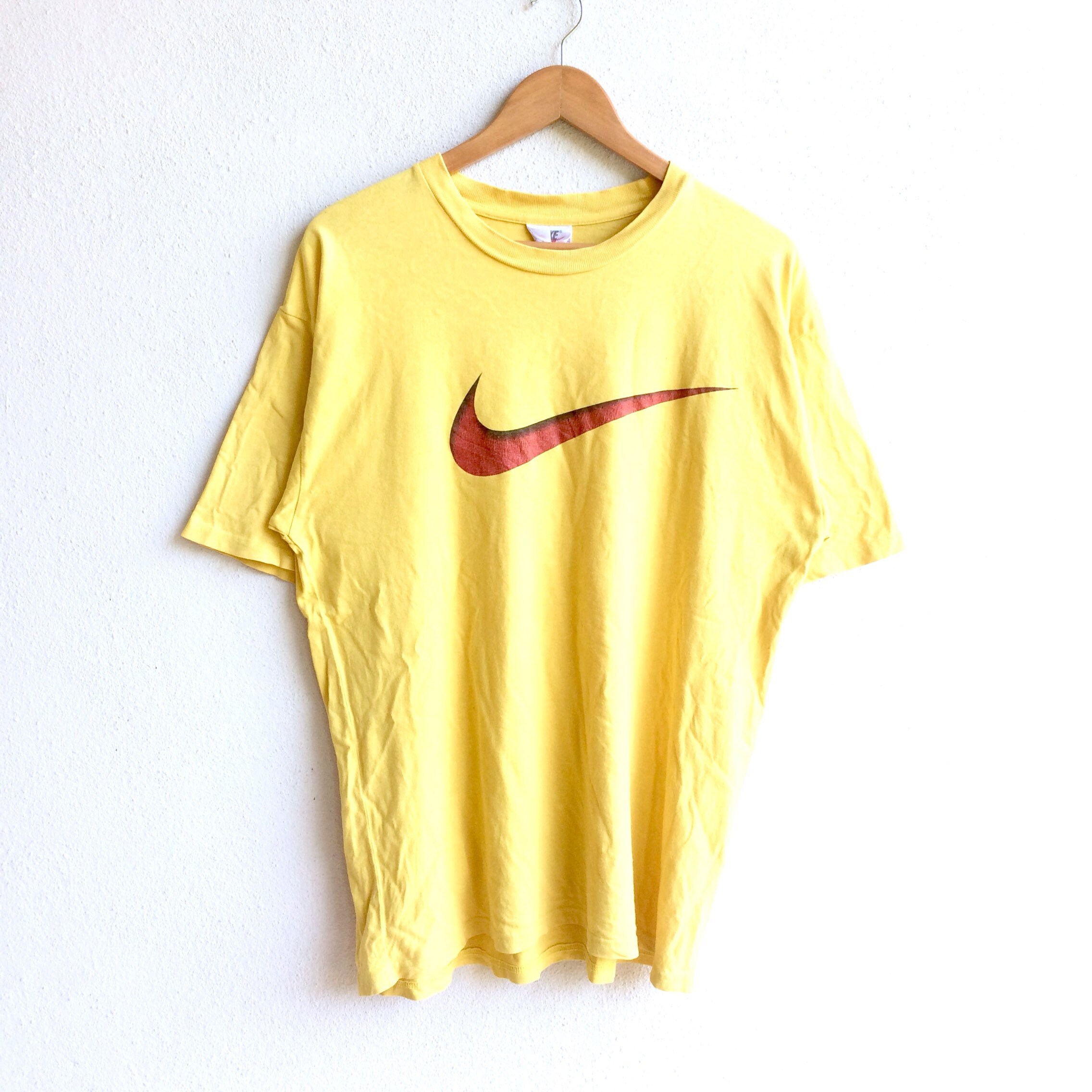 Rare Vintage NIKE SPORTSWEAR Big Logo T-shirt Yellow - Etsy