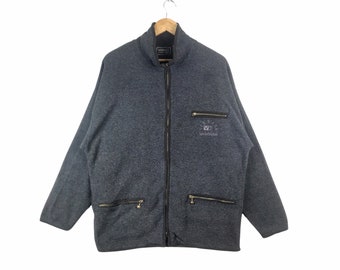 Milano!!! Vintage VERSACE CLASSIC V2 Made In Italy Zipper Fleece Jumper Three Pocket Large Size