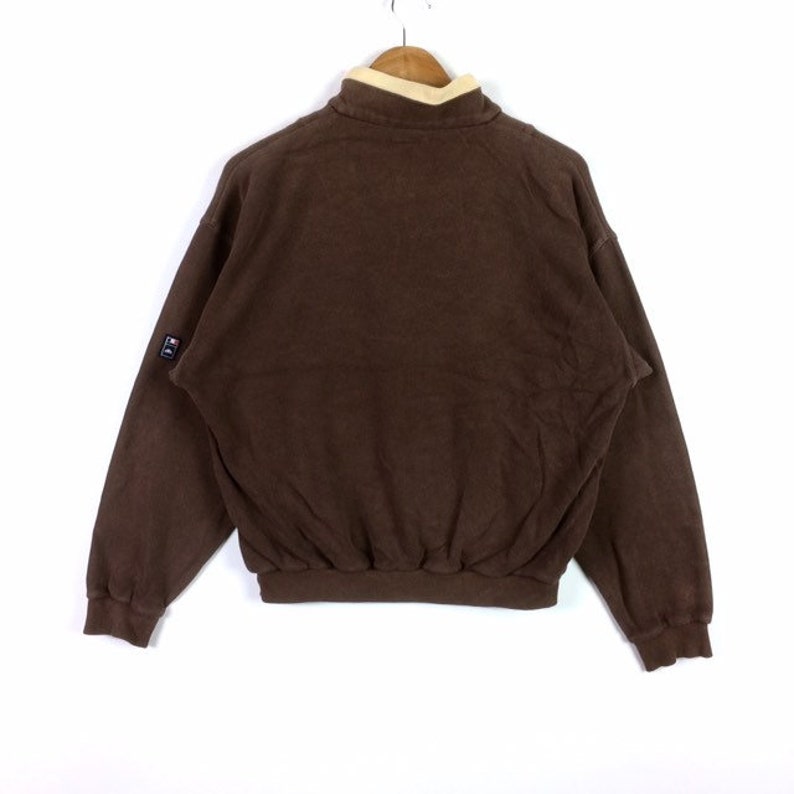 Rare!! Vintage ELLESSE PERUGIA ITALIA Small Logo Half Zipper Sweatshirt Brown Colour Large Size Women