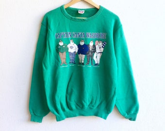 Captain Santa Club! The famous CAPTAIN SANTA WARDROBE big logo sweatshirt green colour large size