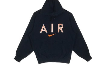 Rare!!! Vintage y2k NIKE AIR SWOOSH Sportswear Spellout Logo Pullover Hoodie Large Size
