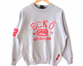 Rare!!! Vintage ECKO FUNCTION 1972 Big Logo Crewneck Sweatshirt Grey Colour Extra Large Size