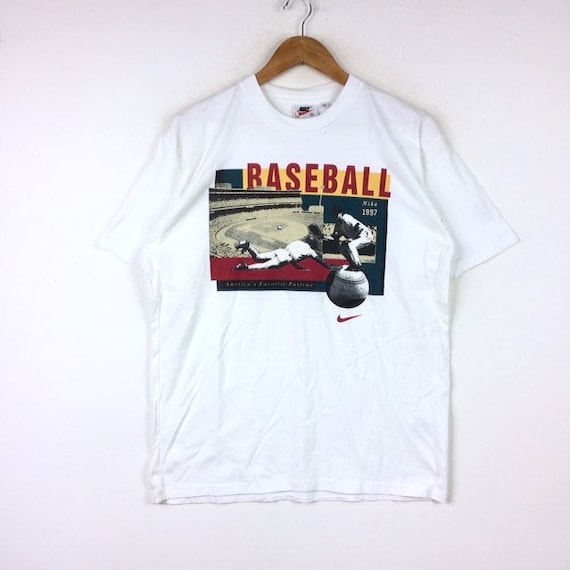Selten Jahrgang 1997 NIKE SWOOSH SPORTSWEAR Baseball groBes Logo T Shirt weiBe Farbe mittlerer GroBe Etsy