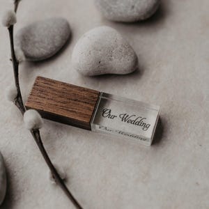 Crystal Wedding USB flash drive 3.0 (thin version) | 8gb - 16gb - 32gb Fast Personalized USB Pen Drive