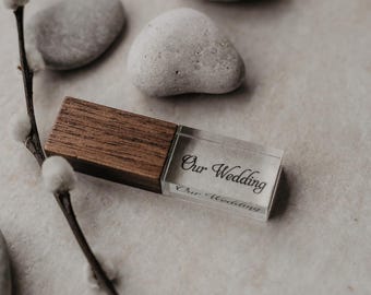 Crystal Wedding USB flash drive 3.0 (thin version) | 8gb - 16gb - 32gb Fast Personalized USB Pen Drive