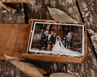 Wooden photo box for 4x6 prints | Engraved wedding photo box for 15x10 cm photos