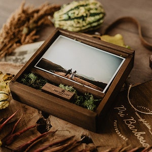 4x6 wood print box 4x6 photo box for photos and USB drive 15x10 cm photo packaging Vintage