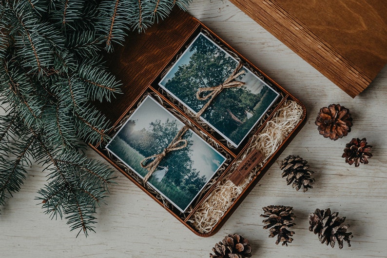 Photography box for 4x6 prints Yoga Vintage custom photo box with optional 3.0 USB flash drive