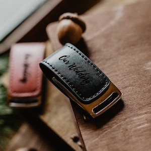 CLEARANCE Leather black USB Flash Drive 3.0 | 8gb - 16gb - 32gb Personalised Flash Drive (optional)
