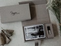 4x6 linen photo box for prints and USB flash drive | Light Gray Wedding photo box for 15x10 cm photo packaging product logo