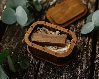 10 USB packaging box with wooden USB thumb drive | wood flash drive box with enough space for any USB drive