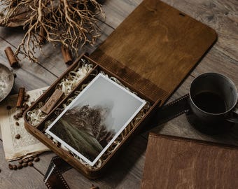 10 5x7 wedding photo packaging with compartment for USB drive | 18x13 cm photo box for prints and USB drive