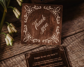 Set of Wooden Thank You Cards (walnut color only)
