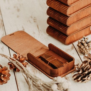 10 Engraved USB box with wood 3.0 USB flash drive (optional) | USB box with laser-produced bended lid