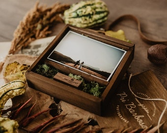 10 4x6 wood print box | 4x6 photo box for photos and 3.0 USB drive (15x10 cm photo packaging)