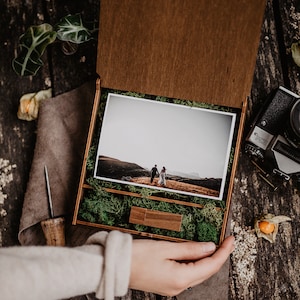 10 4x6 wood print box | 4x6 photo box for photos and USB drive (15x10 cm photo packaging)