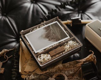4x6 wooden photo box with organic glass lid | Wedding photo box for 15x10 cm prints